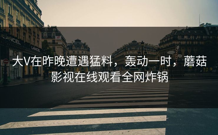 大V在昨晚遭遇猛料,轰动一时,蘑菇影视在线观看全网炸锅