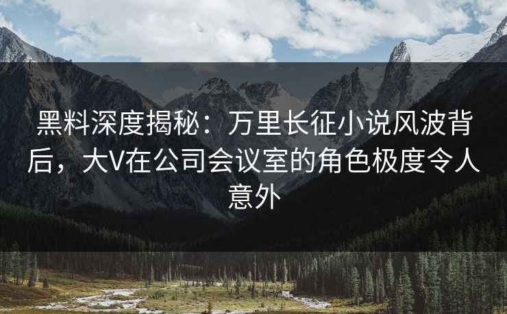 黑料深度揭秘：万里长征小说风波背后，大V在公司会议室的角色极度令人意外