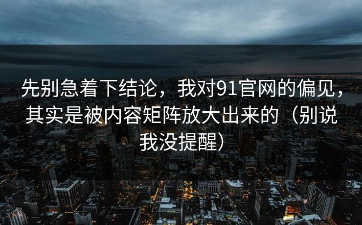 先别急着下结论，我对91官网的偏见，其实是被内容矩阵放大出来的（别说我没提醒）